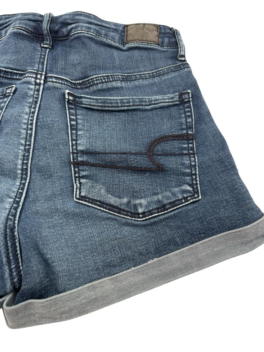 American Eagle Super Stretch Sky High Shortie Jean Shorts Rise 10" Ins 2" Size 4 - Picture 13 of 14